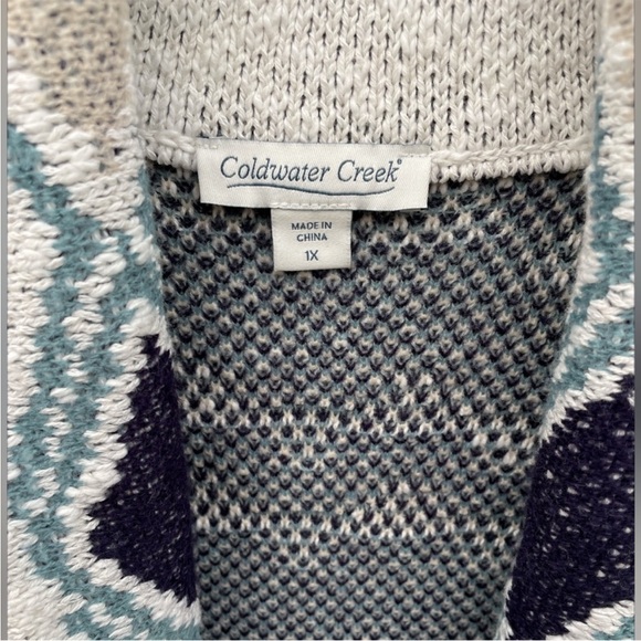Coldwater Creek Taos Trails Southwestern Oatmeal Duster Knit Cardigan 1X VGUC - Picture 15 of 16
